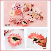 Ahoney 21 Pieces Bohemian Flowers Hair Clips For Women Girls Hawaiian Artificial Multiple Flower Alligator Clips Big Chiffon Fl