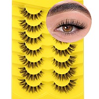 Lashes Natural Look False Eyelashes Clear Band Wispy Faux Mink Eyelashes Fluffy Short Natural False Lashes Cat Eye Strip Lashes