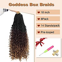 Goddess Box Braids Crochet Hair With Curly Ends 18 Inch Bohomian Box Braids Crochet Braids 8 Packs 3X Crochet Braids Synthetic B