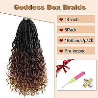 Goddess Box Braids Crochet Hair With Curly Ends 14 Inch Bohomian Box Braids Crochet Braids 8 Packs 3X Crochet Braids Synthetic B