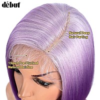 Dbut Ombre Lavender Purple Lace Front Bob Wigs Side Part Simulated Scalp With Handtied Lace Front Short Bob Synthetic Wig For