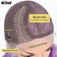 Dbut Ombre Lavender Purple Lace Front Bob Wigs Side Part Simulated Scalp With Handtied Lace Front Short Bob Synthetic Wig For