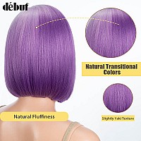 Dbut Ombre Lavender Purple Lace Front Bob Wigs Side Part Simulated Scalp With Handtied Lace Front Short Bob Synthetic Wig For