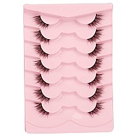 Gmagictobo False Eyelashes Fluffy Half Lashes Natural Look Cat Eye Lashes Pack False Lashes Extensions Fake Eyelashes 7 Pairs Mu