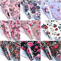 Flowers Nail Foil Transfer Stickers Nail Art Supplies 10 Flowers Patterns Nail Foils Designs Rose Floral Nail Art Decals For Ac