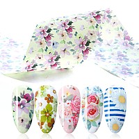 Flowers Nail Foil Transfer Stickers Nail Art Supplies 10 Flowers Patterns Nail Foils Designs Daisy Floral Nail Art Decals For A