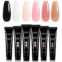 Gaoy Poly Gel Set Nail Extension Gel Kit 6 Classic Colors Pink Nude Black Builder Gel Nail Enhancement Gel For Nail Art Diy