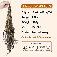 26 Inch Flexible Wrap Around Ponytail Extension Long Curl Synthetic Ponytail Wavy Pretty Hair Ponytail Womens Wig 26 Inch P4