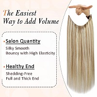 Full Shine Blonde Wire Hair Extensions Human Hair Fish Line Hair Extensions Beige Blonde Mix Platinum Blonde Hair Real Human Ha