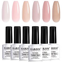 Rarjsm Nude Gel Nail Polish Sheer Jelly Gray Pale Pink Gel Polish Set Of 6 Transparent Colors Clear Light Brown Gray Purple Neut