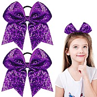 2 Packs Jumbo Cheerleading Bow 8 Inch Cheer Hair Bows Large Cheerleading Hair Bows With Ponytail Holder For Teen Girls Softball