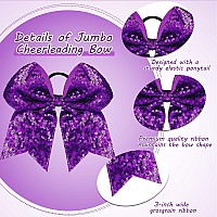 2 Packs Jumbo Cheerleading Bow 8 Inch Cheer Hair Bows Large Cheerleading Hair Bows With Ponytail Holder For Teen Girls Softball