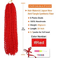 Passion Twist Hair 24 Inch 6Packs Red Water Wave Braiding Hair For Butterfly Locs Passion Twists Long Bohemian Protective Hair E