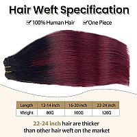 Burgundy Human Hair Bundles Sew In Weft Hair Extensions Human Hair 22 120G Ombre 1B99J Natural Black To Burgundy Human Hair