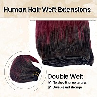 Burgundy Human Hair Bundles Sew In Weft Hair Extensions Human Hair 22 120G Ombre 1B99J Natural Black To Burgundy Human Hair