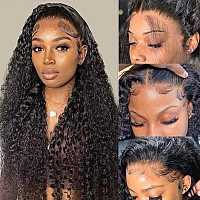 Puvepk 13X4 Hd Curly Lace Front Wigs Human Hair Pre Plucked With Baby Hair 180 Density Brazilian Deep Curly Wave Human Hair Wig