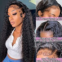 Puvepk 13X4 Hd Curly Lace Front Wigs Human Hair Pre Plucked With Baby Hair 180 Density Brazilian Deep Curly Wave Human Hair Wig