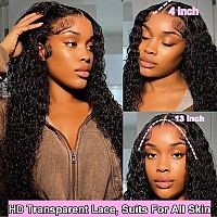 Puvepk 13X4 Hd Curly Lace Front Wigs Human Hair Pre Plucked With Baby Hair 180 Density Brazilian Deep Curly Wave Human Hair Wig