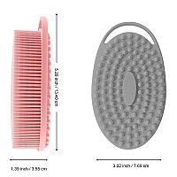 Silicone Body Scrubber, Exfoliating Silicone Loofah, Soft Silicone Body Shower, 2 In 1 Bath And Shampoo Brush, Body Scrubber Shower Cleaning For Sensitive Skin, Lather Well 2 Pcs Grey And Pink