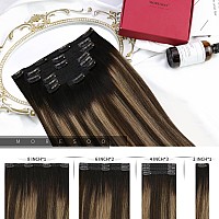 Moresoo Human Hair Clip In Extensions Balayage Double Weft Clip In Hair Extensions Human Hair Ombre Black To Dark Brown Mixed Wi