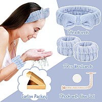 Ceretia Face Wash Headband And Wristband Set Wrist Towels For Washing Face With Holder Microfiber Wristbands For Washing Face A