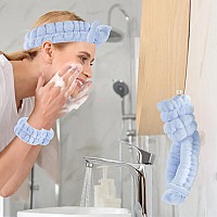 Ceretia Face Wash Headband And Wristband Set Wrist Towels For Washing Face With Holder Microfiber Wristbands For Washing Face A