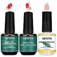 Xifepfr Gel Nail Polish Remover Gel Polish Remover For Nails With Cuticle Oil And Latex Tape Gel Nail Remover Removedor De Es