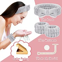 Ceretia Face Wash Set Microfiber Headband Wristbands With Holder For Comfortable Facial Cleansing