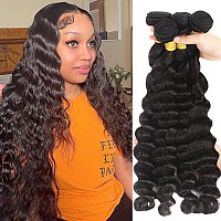 Aelinsi Loose Deep Wave Bundles 16 18 20 22 12A Brazilian Virgin Hair Weave Human Hair 4 Bundles 100 Unprocessed Loose Deep W