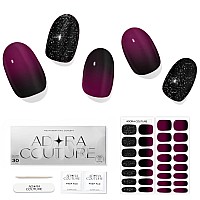 Adora Couture Semi Cured Gel Nail Strips 30Pcs Black Glitter Purple Ombre Wrap Gel Nail Sticker Gel Stickers For Nails Uv Li