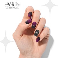 Adora Couture Semi Cured Gel Nail Strips 30Pcs Black Glitter Purple Ombre Wrap Gel Nail Sticker Gel Stickers For Nails Uv Li