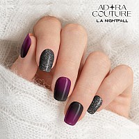 Adora Couture Semi Cured Gel Nail Strips 30Pcs Black Glitter Purple Ombre Wrap Gel Nail Sticker Gel Stickers For Nails Uv Li