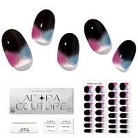 Adora Couture Semi Cured Gel Nail Strips 30Pcs Black Glaze Nail Strips Gel Nail Sticker Gel Nail Stickers With Uv Light Requi