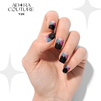 Adora Couture Semi Cured Gel Nail Strips 30Pcs Black Glaze Nail Strips Gel Nail Sticker Gel Nail Stickers With Uv Light Requi