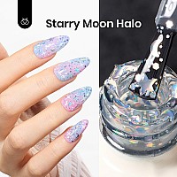 Beetles 2 In 1 Silver Glitter Top Coat 15 Ml No Wipe Stars Moon Halo Top Coat Soak Off Uv Uv Led Gel Nail Polish Long Lasting H