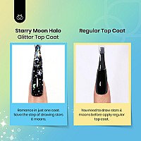 Beetles 2 In 1 Silver Glitter Top Coat 15 Ml No Wipe Stars Moon Halo Top Coat Soak Off Uv Uv Led Gel Nail Polish Long Lasting H