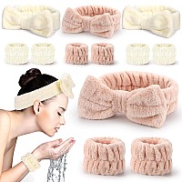 Umiku 12 Pcs Coral Fleece Spa Face Washing Headbands And Wristbands For Women Girls Use Daily For Spa Makeup Shower Wash Face