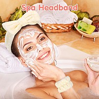 Umiku 12 Pcs Coral Fleece Spa Face Washing Headbands And Wristbands For Women Girls Use Daily For Spa Makeup Shower Wash Face