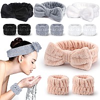 12 Pcs Womens Face Wash Set Soft Coral Fleece Headbands Wristbands For Skincare Facial Makeup Spa Gifts