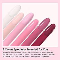 Rosalind 13Pcs Dip Nails Powder Starter Kit6 Colors Dip Powder Nail Clear Nude Pink Series Dip Powder Colors Set With Basetop