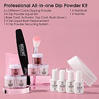 Rosalind 13Pcs Dip Nails Powder Starter Kit6 Colors Dip Powder Nail Clear Nude Pink Series Dip Powder Colors Set With Basetop