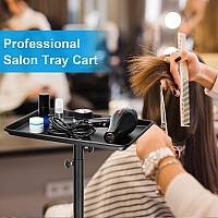 Salon Tray On Wheels 2 Piece Salon Rolling Tray Kit Black Salon Trolley Cart For Tattoo Supplies Aluminum Salon Equipment Tat