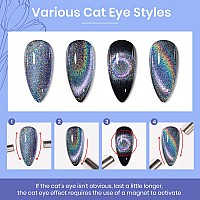 Mizhse Cat Eye Gel Nail Polish Rainbow Cat Eye Holographic Glitter 9D Cateye Soak Off U V Led Gel Polish For Nail Salon Home Diy