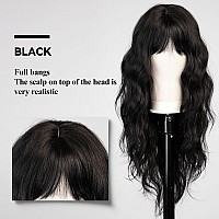 Haircube Black Wig With Bangs For Women Long Wavy Hair Wig Black Wig Curly Wavy Synthetic Wigs For Girls Daily Party Use