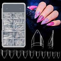 Krofaue Short Stiletto Nail Tips Acrylic Nail Tips 200Pcs Preshaped Extra Short Stiletto Nails Soak Off Clear Nail Tips With