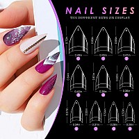 Krofaue Short Stiletto Nail Tips Acrylic Nail Tips 200Pcs Preshaped Extra Short Stiletto Nails Soak Off Clear Nail Tips With