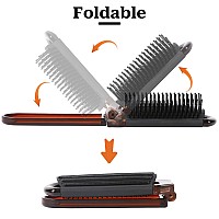 Mozeat Lens Folding Hair Brush With Mirror Compact Travel Brush Portable Hair Comb Mini Hair Brush Travel Comb For Gym Trip