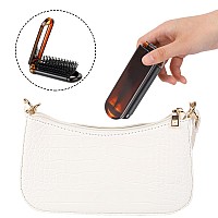 Mozeat Lens Folding Hair Brush With Mirror Compact Travel Brush Portable Hair Comb Mini Hair Brush Travel Comb For Gym Trip