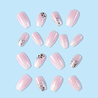 Yoyoee Medium Coffin Press On Nails Crystal Gem Design Fake Nails Acrylic Gradient Bling False Nails Reusable Ballerina Stick On