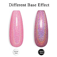 Rarjsm Hot Pink Holographic Gel Nail Polish Rainbow Glitter Reflective Iridescent Gel Polish Curing Required Unicorn Mirror Chro